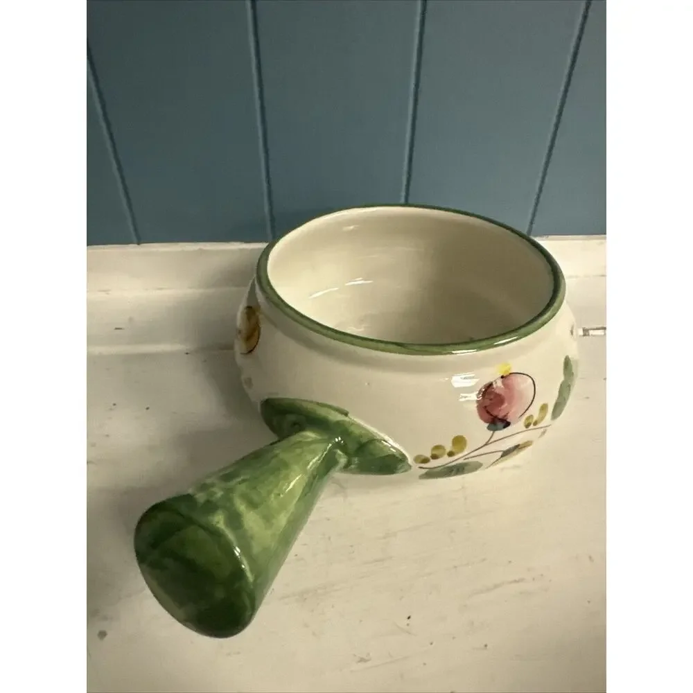 Hand Painted ITALY For FTD Ceramic Serving Bowl Soup Bowl Flower Pot Side Handle
